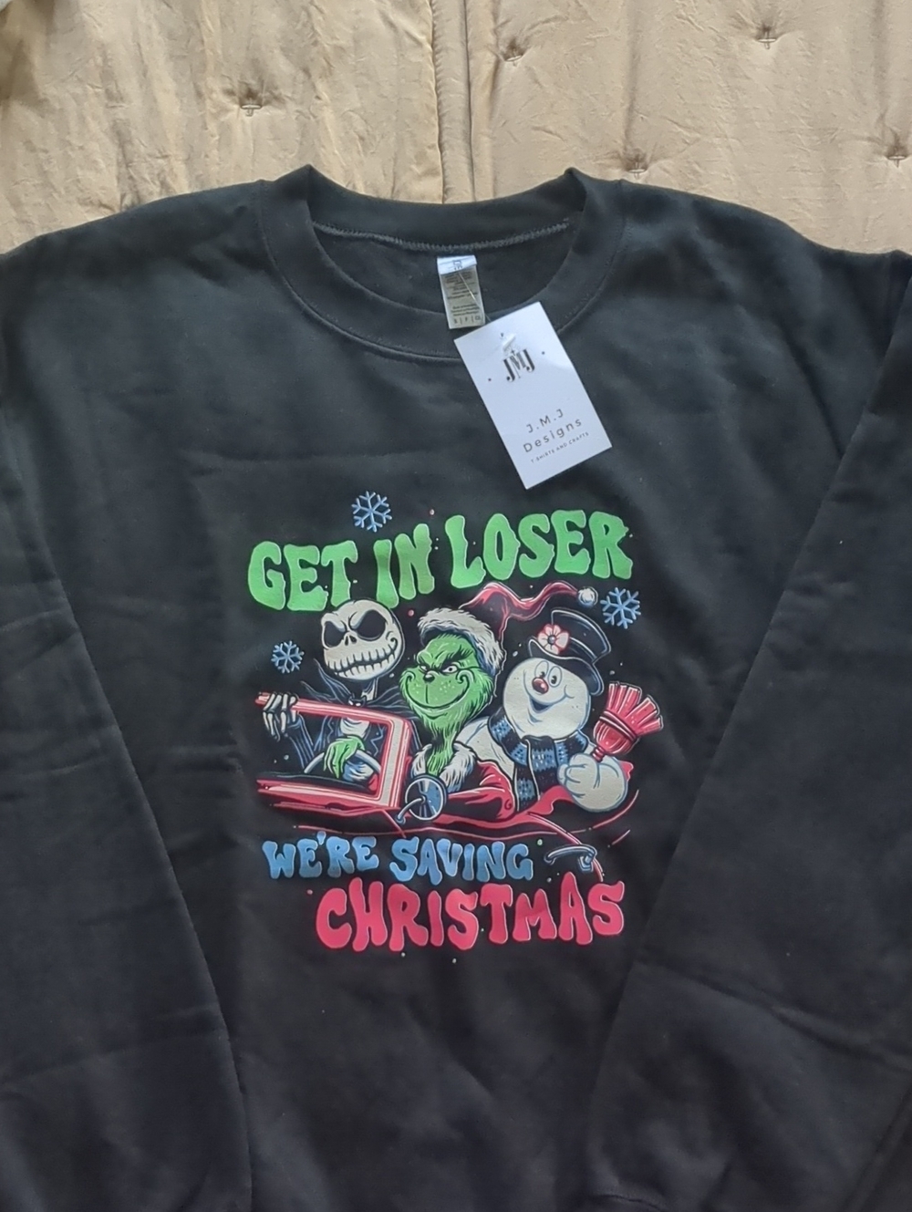 NWT Black Graphic Holiday Sweater - 'Get In Loser We're Saving Christmas'